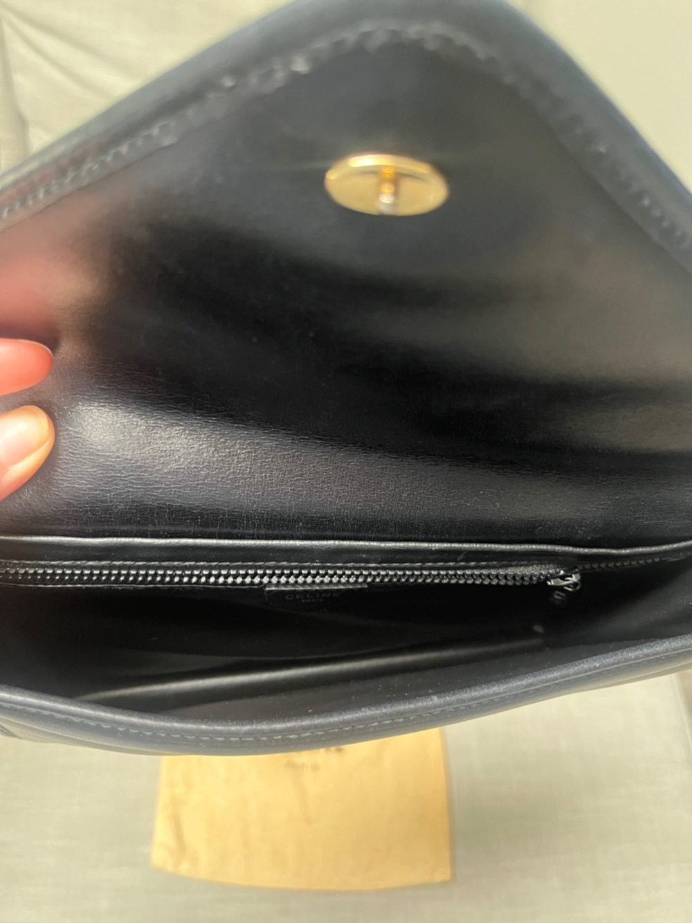 Vintage Celine Black Leather Envelope Clutch - Picture 5 of 6